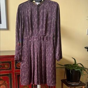 Equipment Purple Snake Print Long Sleeve Dress